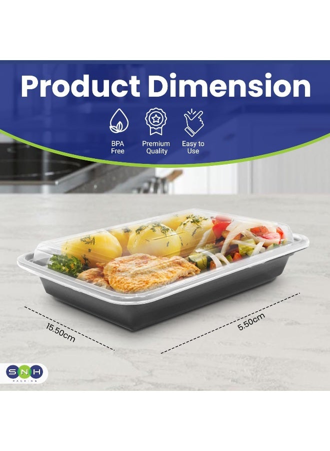 SNH Packing 24 Pieces Microwave Disposable Container With Lid Rectangular - 1 Compartment Meal Prep Container Set - Plastic Container For Kitchen Food Storage - Take Away Containers For Lunch Boxes - Image 3